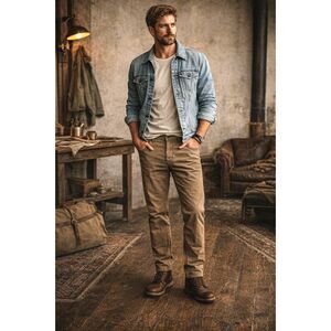 TAYLOR STITCH Brown Organic Tuff Duck Chore Jeans Pants Trousers  Mens Size 32